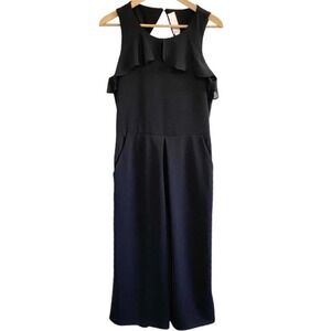 Superfoxx Black Jumpsuit‎ Womens Medium Ruffle Sleeveless Career